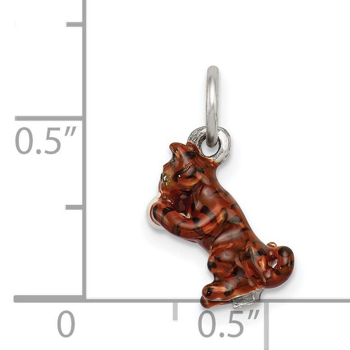 Enamel Cat playing with Yarn Charm Pendant in Real 925 Sterling Silver
