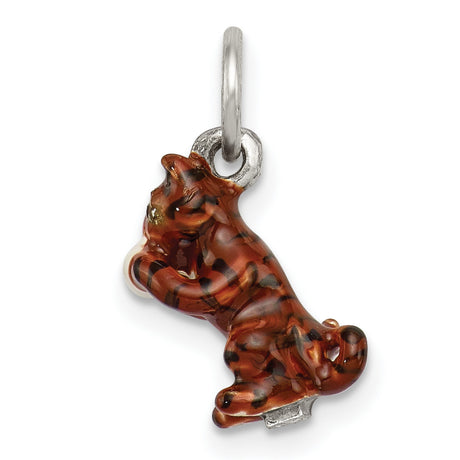 Enamel Cat playing with Yarn Charm Pendant in Real 925 Sterling Silver