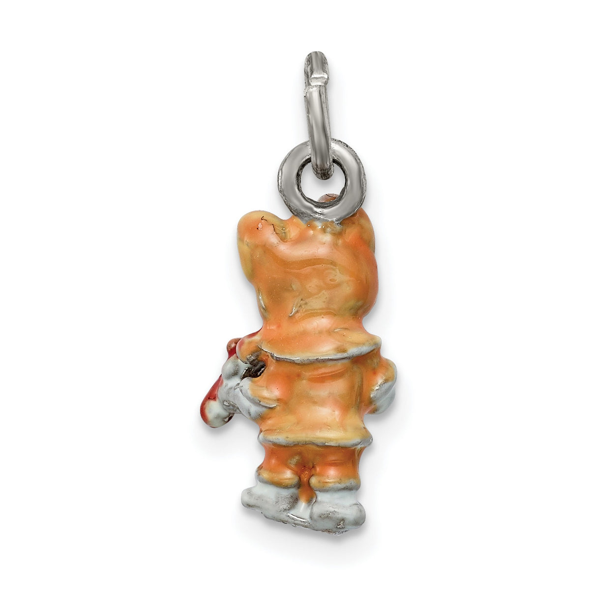 Hand Painted Cat Playing the Violin Charm Pendant in Real 925 Sterling Silver