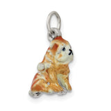 Sterling Silver Bulldog Pendant Charm, Sitting Enamel Dog Design, Pet Jewelry for Dog Lovers
