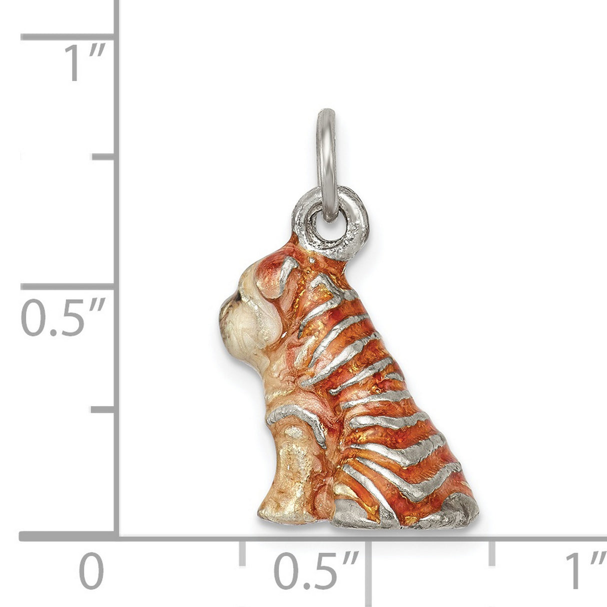 Sterling Silver Bulldog Pendant Charm, Sitting Enamel Dog Design, Pet Jewelry for Dog Lovers