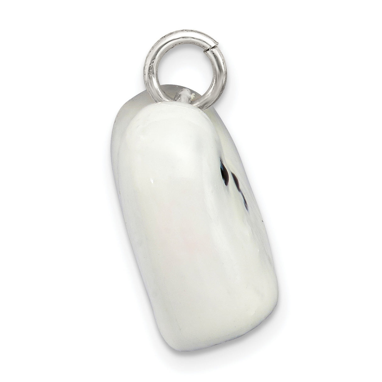 Sterling Silver Charm Pendant with White Enamel Baby Seal Design, Marine Life Theme