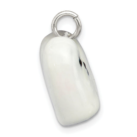 Sterling Silver Charm Pendant with White Enamel Baby Seal Design, Marine Life Theme