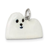 Sterling Silver Charm Pendant with White Enamel Baby Seal Design, Marine Life Theme