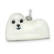 Sterling Silver Charm Pendant with White Enamel Baby Seal Design, Marine Life Theme