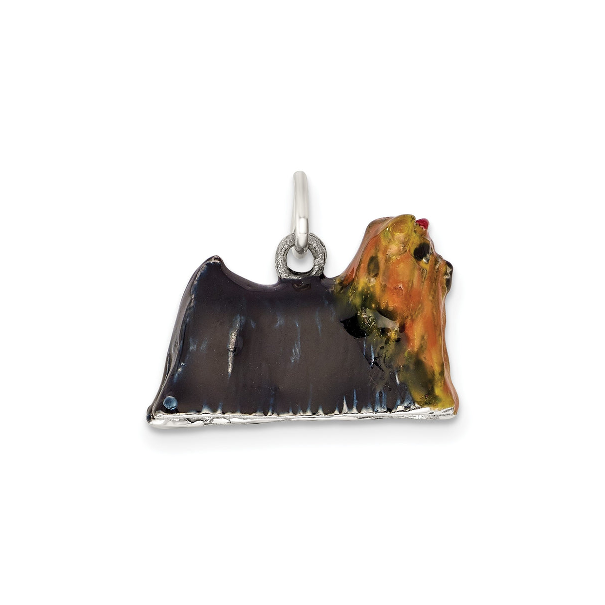 Sterling Silver Yorkshire Terrier Pendant with Enameled Dog Design for Women and Pet Lovers