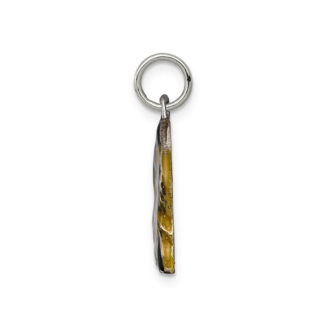 Sterling Silver Parrot Wing Pendant with Red Yellow Black Enamel, Tropical Bird Charm
