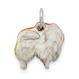 Sterling Silver Charm Pendant, Pomeranian Dog with Red and Yellow Enamel, Hand Painted Pet Jewelry