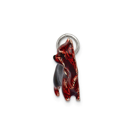 Sterling Silver Yorkshire Terrier Pendant, Hand Painted Enamel Dog Charm for Women