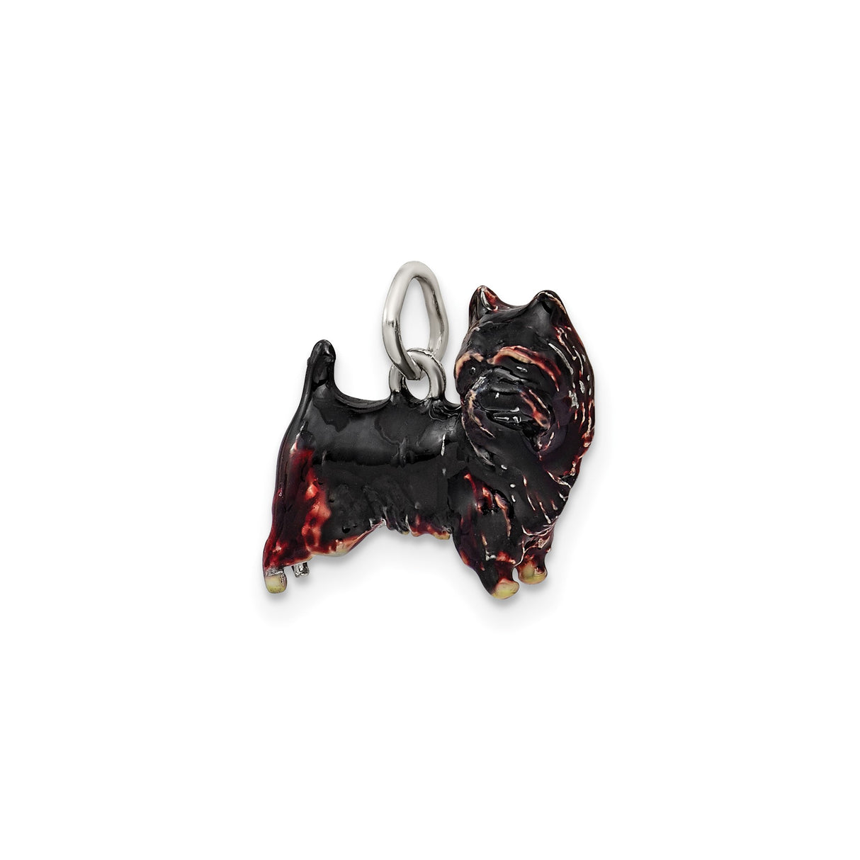 Sterling Silver Scottish Terrier Pendant, Enamel Dog Charm, Realistic Scottie Jewelry for Women or Unisex