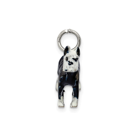 Sterling Silver Schnauzer Pendant with Hand Painted Enamel, Dog Charm for Women or Unisex Wear