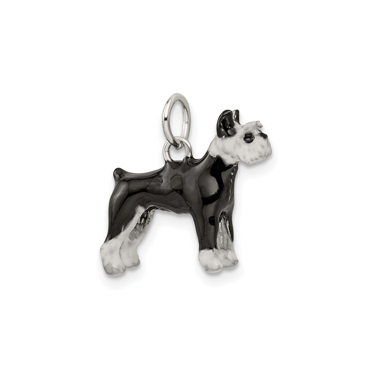 Sterling Silver Schnauzer Pendant with Hand Painted Enamel, Dog Charm for Women or Unisex Wear
