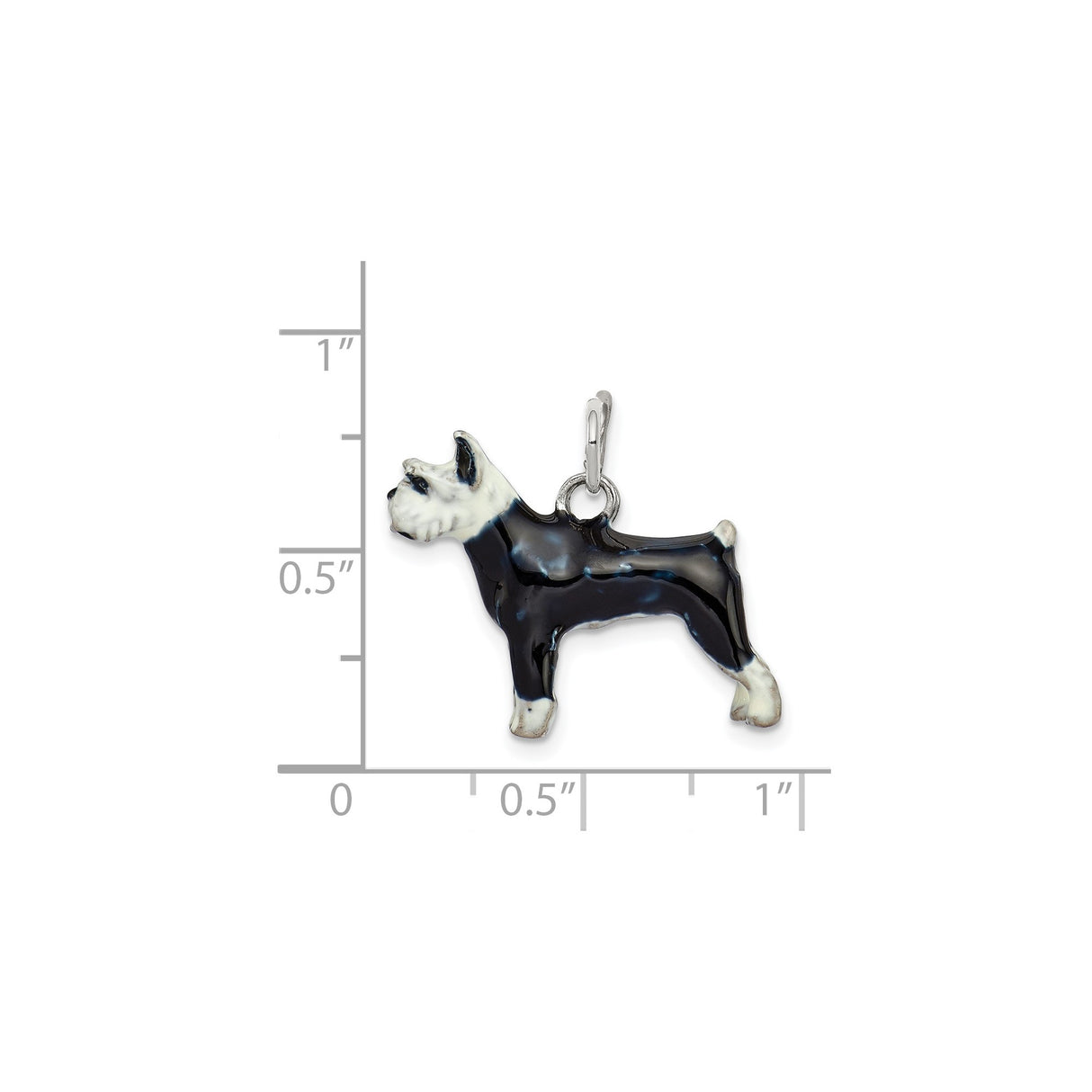 Sterling Silver Schnauzer Pendant with Hand Painted Enamel, Dog Charm for Women or Unisex Wear