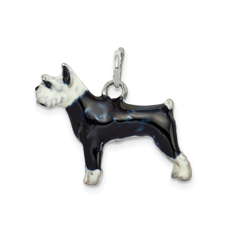 Sterling Silver Schnauzer Pendant with Hand Painted Enamel, Dog Charm for Women or Unisex Wear