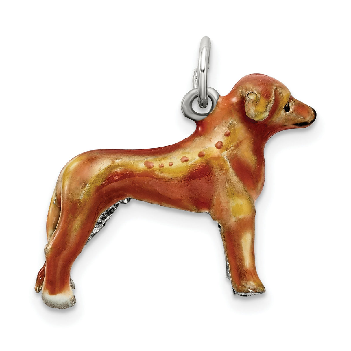 Enameled Rhodesian Ridgeback Charm Pendant in Real 925 Sterling Silver