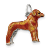 Enameled Rhodesian Ridgeback Charm Pendant in Real 925 Sterling Silver