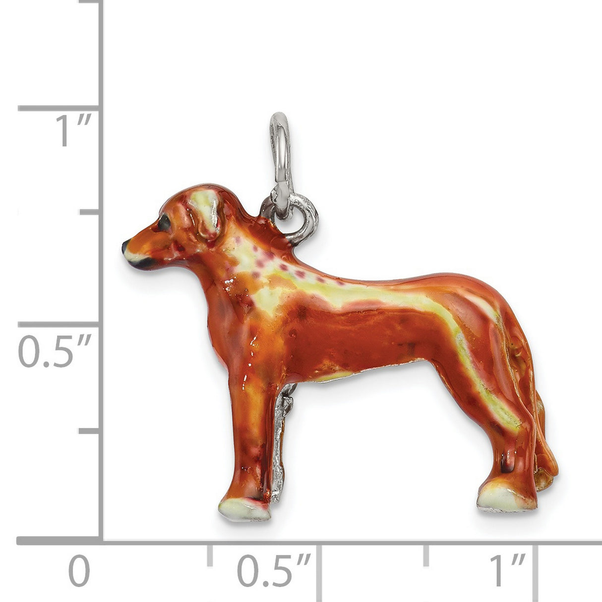 Enameled Rhodesian Ridgeback Charm Pendant in Real 925 Sterling Silver