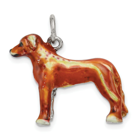 Enameled Rhodesian Ridgeback Charm Pendant in Real 925 Sterling Silver