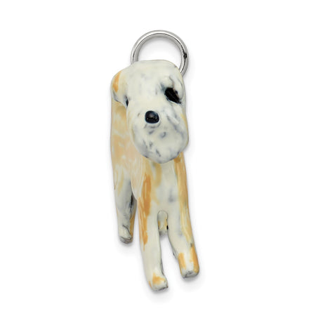 Sterling Silver Wheaten Terrier Pendant, Hand Painted Enamel Dog Charm, Pet Memorial Jewelry