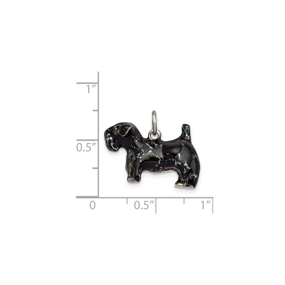 Sterling Silver Scottish Terrier Pendant Charm with Black Enamel Finish, Dog Shaped Jewelry