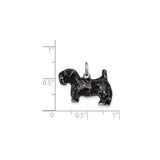 Sterling Silver Scottish Terrier Pendant Charm with Black Enamel Finish, Dog Shaped Jewelry