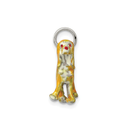 Sterling Silver Cocker Spaniel Pendant with Orange Enamel Detail, Dog Charm Jewelry for Women