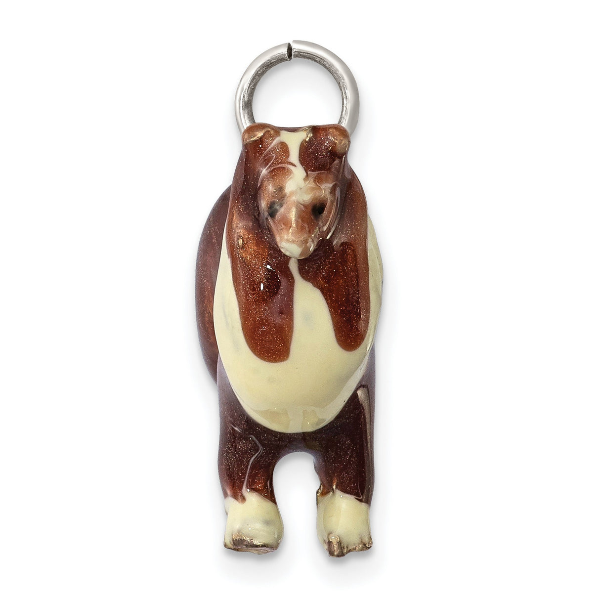 Sterling Silver Collie Dog Pendant with Enamel Detailing, Realistic Pet Lover Jewelry Charm