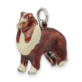 Sterling Silver Collie Dog Pendant with Enamel Detailing, Realistic Pet Lover Jewelry Charm