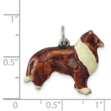 Sterling Silver Collie Dog Pendant with Enamel Detailing, Realistic Pet Lover Jewelry Charm