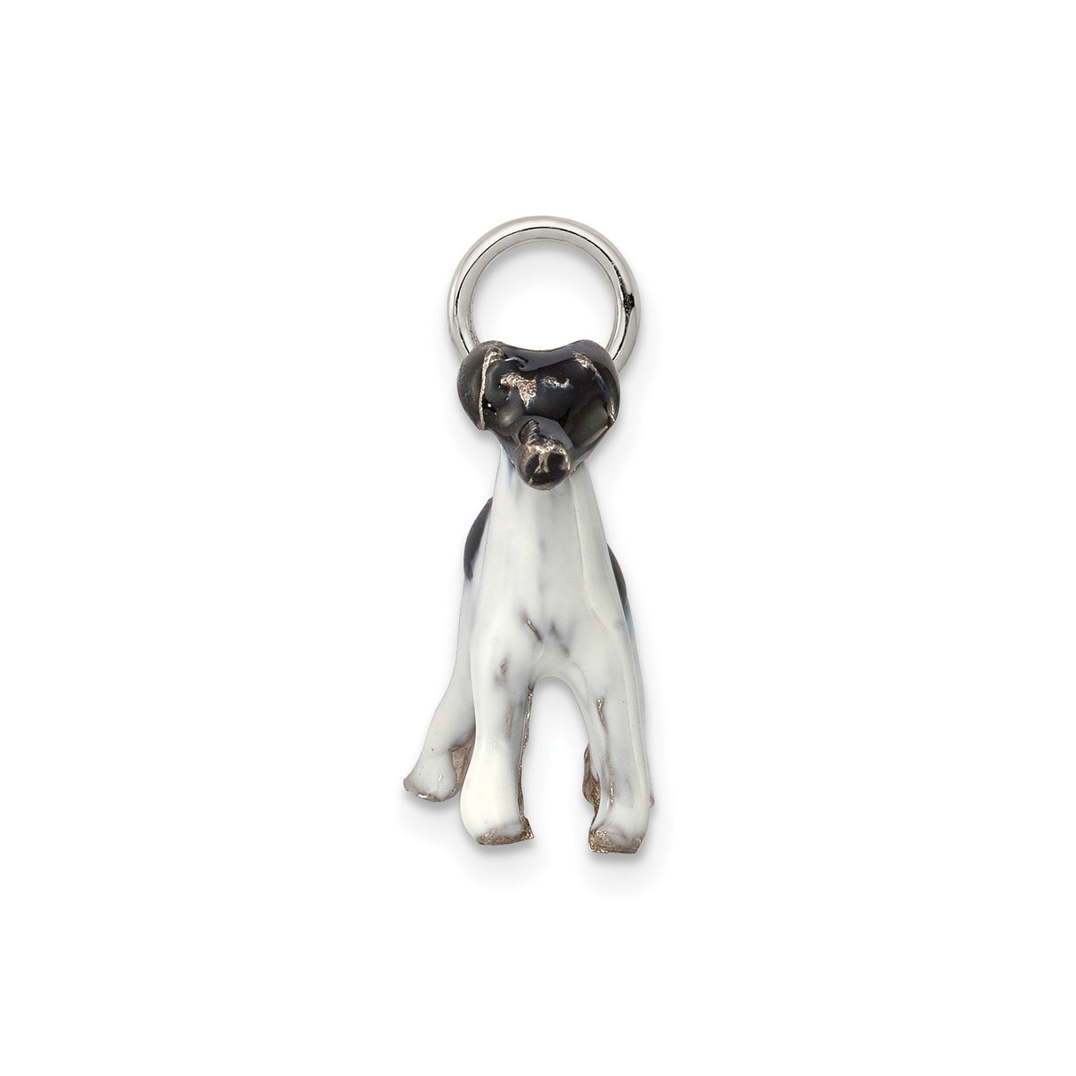 Sterling Silver Dog Pendant with Black and White Enamel Wire Fox Terrier Design