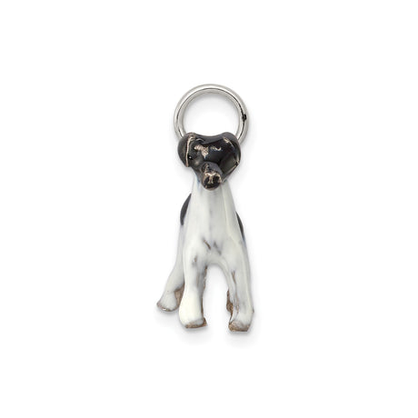Sterling Silver Dog Pendant with Black and White Enamel Wire Fox Terrier Design