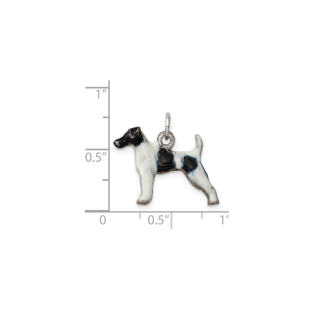 Sterling Silver Dog Pendant with Black and White Enamel Wire Fox Terrier Design