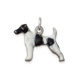 Sterling Silver Dog Pendant with Black and White Enamel Wire Fox Terrier Design