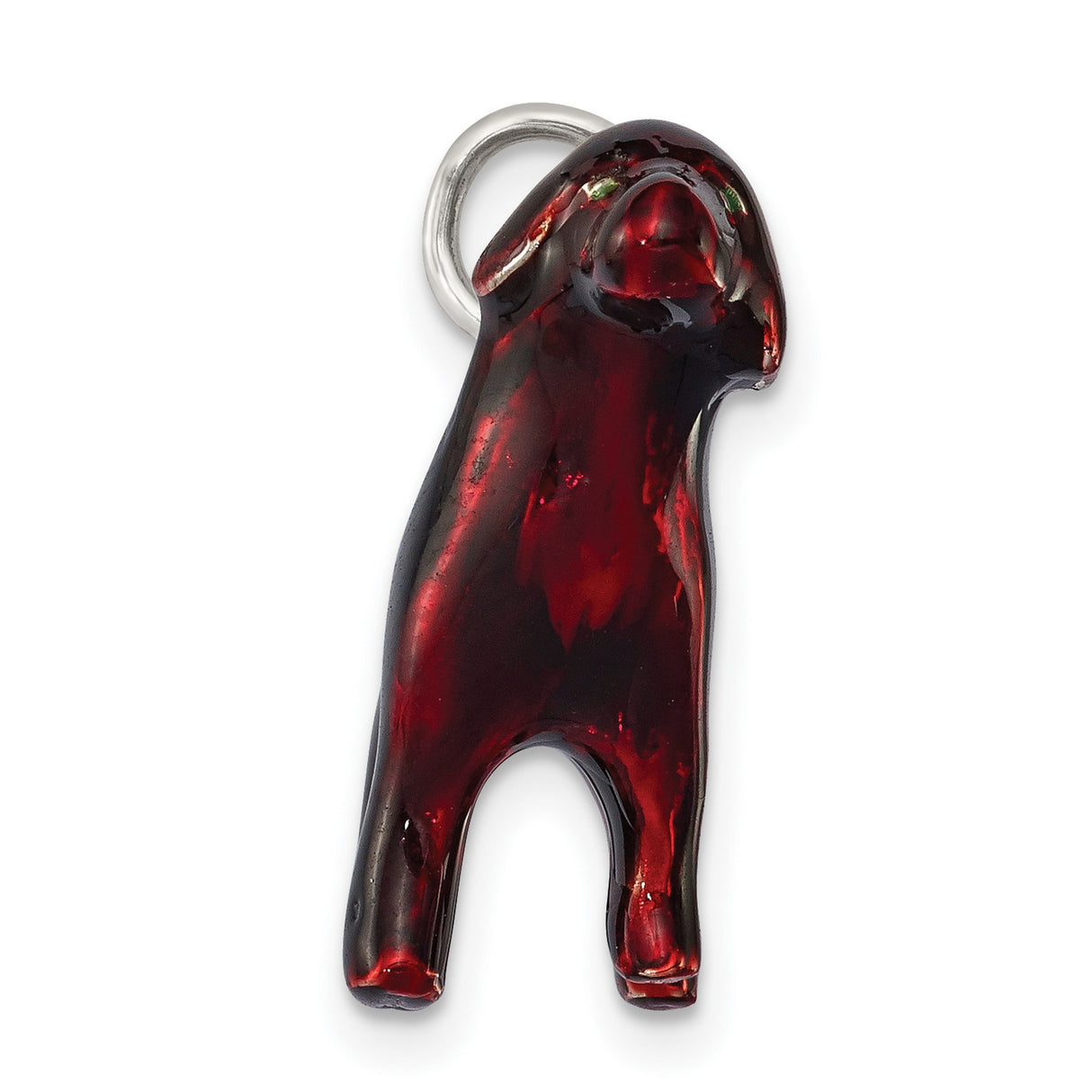 Sterling Silver Dog Pendant with Red Enamel Inlay, Animal Lover Keepsake Charm
