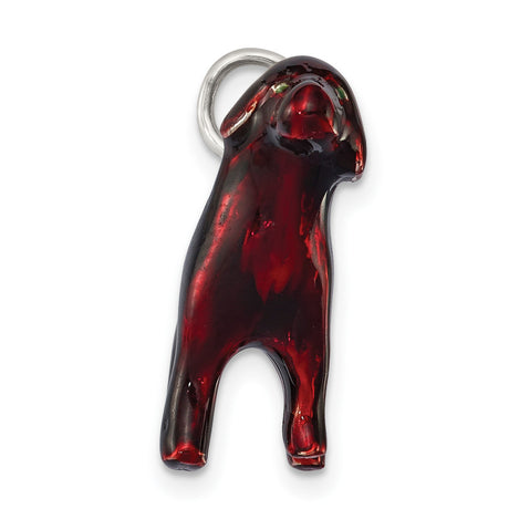 Sterling Silver Dog Pendant with Red Enamel Inlay, Animal Lover Keepsake Charm