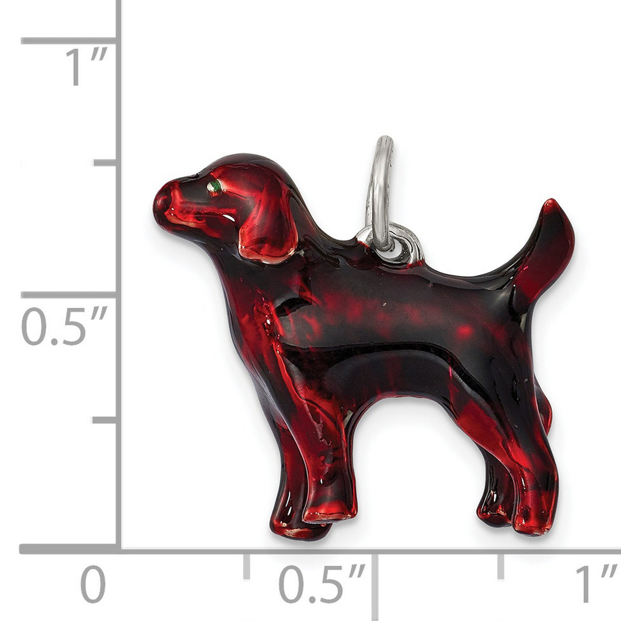 Sterling Silver Dog Pendant with Red Enamel Inlay, Animal Lover Keepsake Charm
