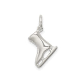 Sterling Silver Ice Skate Charm Pendant with Realistic Skating Boot Design for Women or Girls