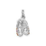Sterling Silver Ballet Slipper Pendant with Pink Cubic Zirconia Accents for Dancers
