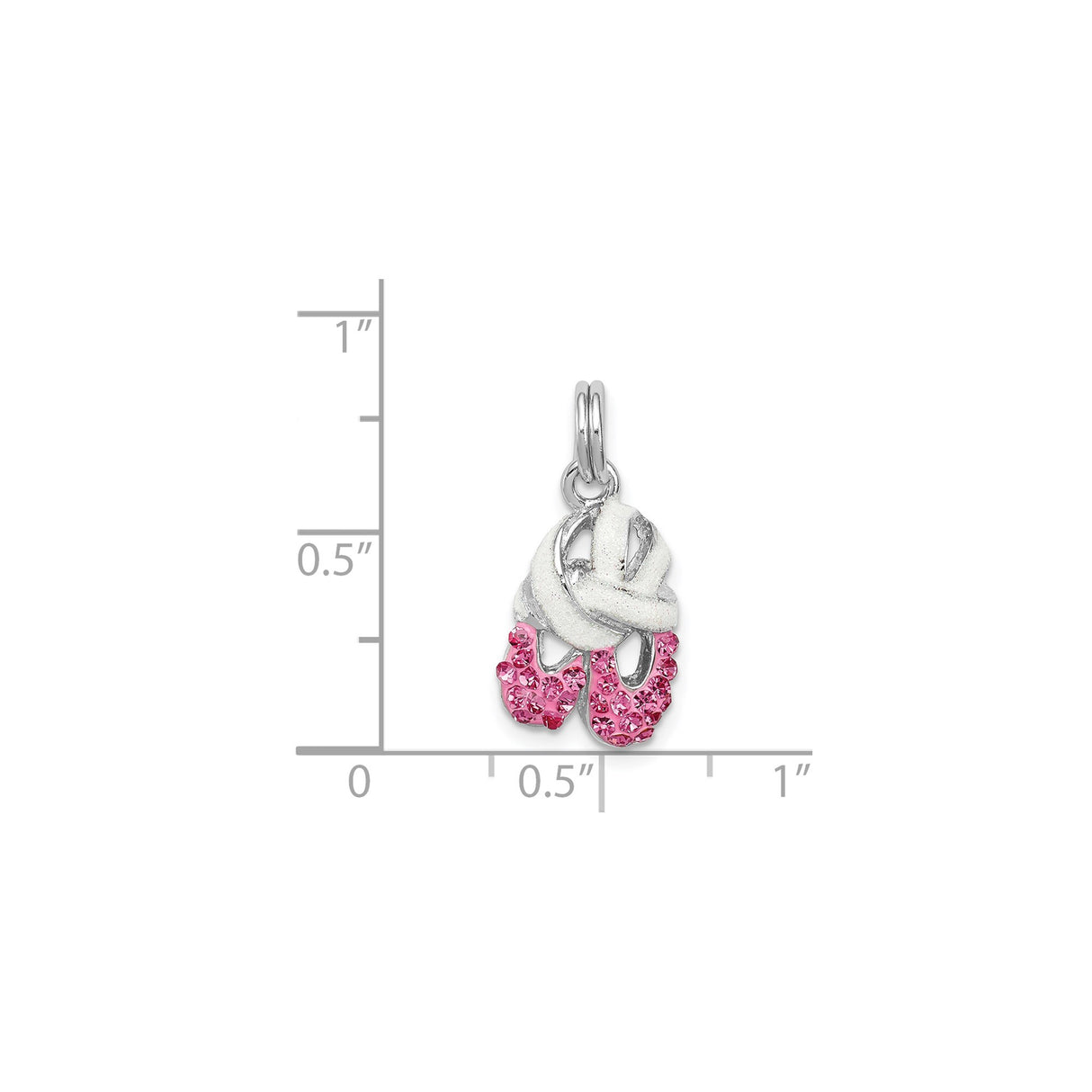 Sterling Silver Ballet Slipper Pendant with Pink Cubic Zirconia Accents for Dancers