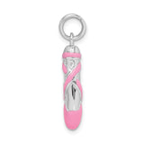 Sterling Silver Ballet Slipper Pendant with Pink Enamel Detail, Ballerina Dance Charm