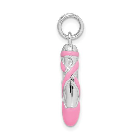 Sterling Silver Ballet Slipper Pendant with Pink Enamel Detail, Ballerina Dance Charm