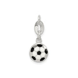 Sterling Silver Soccer Ball Pendant with Black and White Enamel Detailing, Unisex Sports Charm