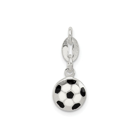Sterling Silver Soccer Ball Pendant with Black and White Enamel Detailing, Unisex Sports Charm