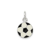 Sterling Silver Soccer Ball Pendant Charm with Black and White Enamel, Unisex Sports Jewelry