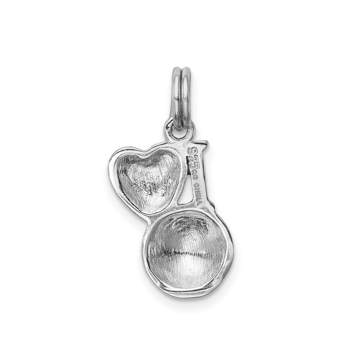 Sterling Silver Soccer Charm Pendant with Red Enamel Heart and Black White Ball