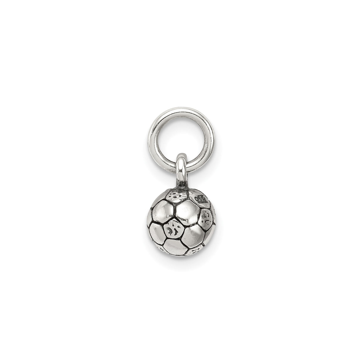 Sterling Silver Soccer Ball Pendant Charm with Hexagon and Pentagon Pattern, Unisex Sports Theme