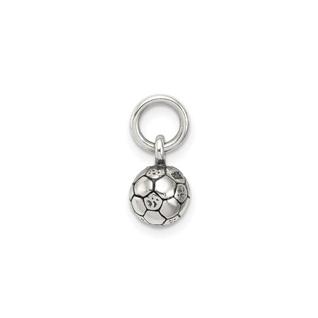 Sterling Silver Soccer Ball Pendant Charm with Hexagon and Pentagon Pattern, Unisex Sports Theme