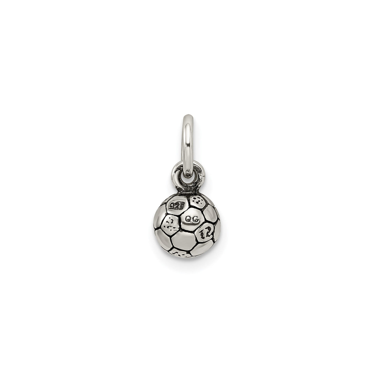 Sterling Silver Soccer Ball Pendant Charm with Hexagon and Pentagon Pattern, Unisex Sports Theme