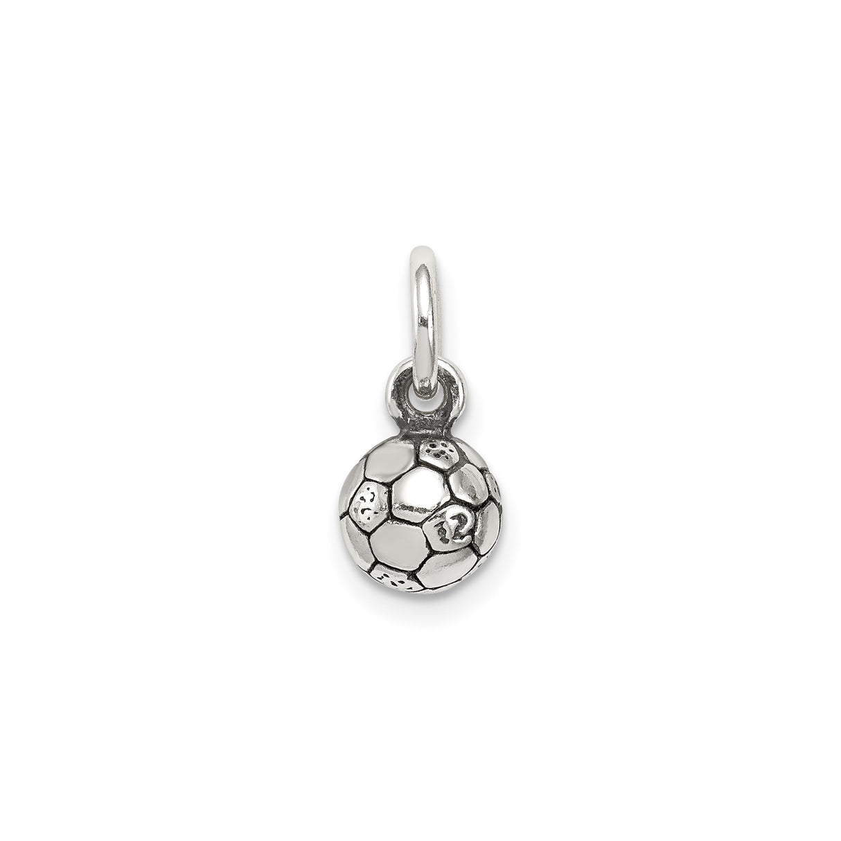 Sterling Silver Soccer Ball Pendant Charm with Hexagon and Pentagon Pattern, Unisex Sports Theme