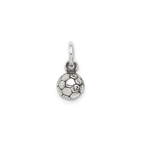 Sterling Silver Soccer Ball Pendant Charm with Hexagon and Pentagon Pattern, Unisex Sports Theme